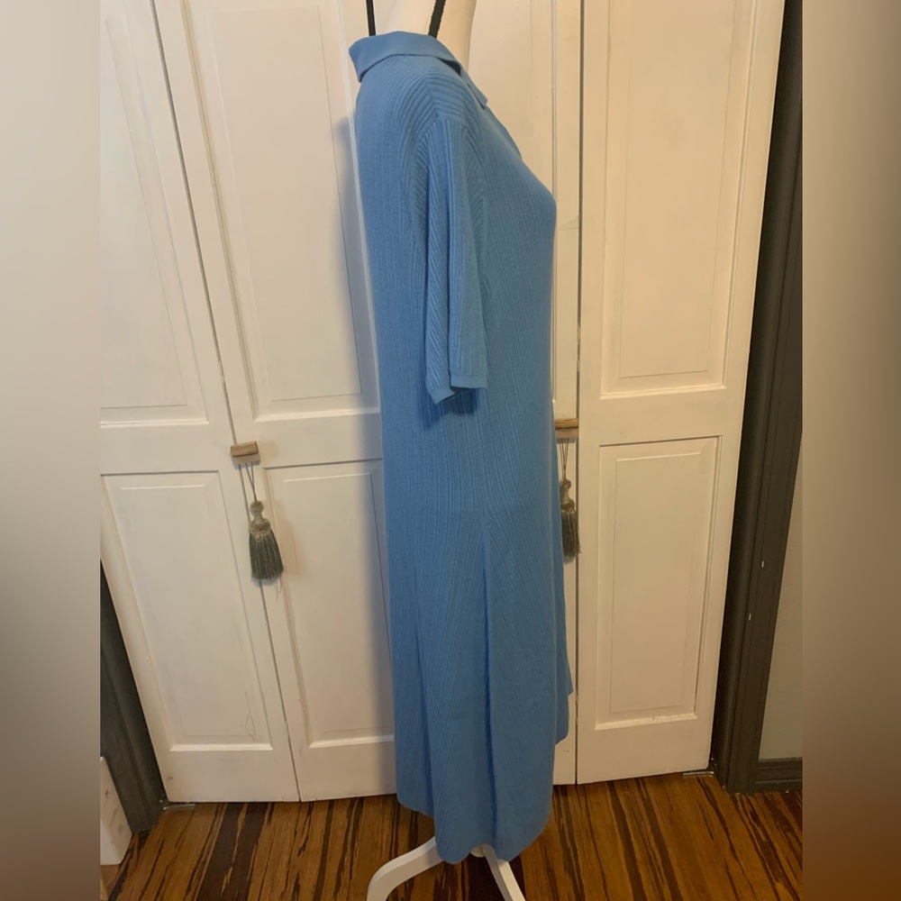 Blue Ribbed Midi Dress - Picture 2 of 6